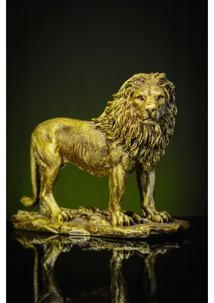 Aslan Dekoratif Heykel Altın Biblo