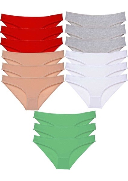 15 Adet Süper Eko Set Likralı Kadın Slip Külot 521