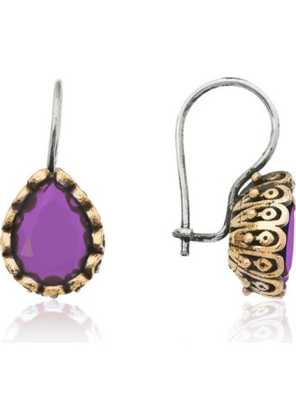 Gümüş Mor Damla Otantik Kadın Küpe CSR2185392