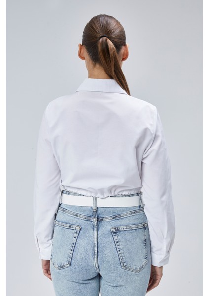 Tek Cepli Bağcık Detaylı Beyaz Kadın Gömlek fiyatları