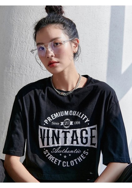 Kadın / Kız Crop Vıntage Baskılı modelleri