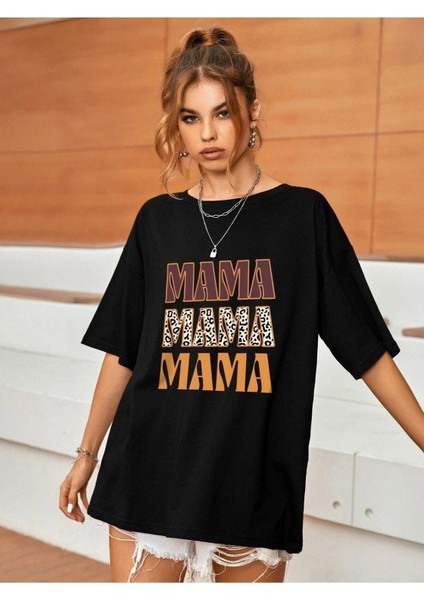 Kadın / Kız Mama Siyah Baskılı Oversize T-Shirt Salas Boyfriend fiyatları