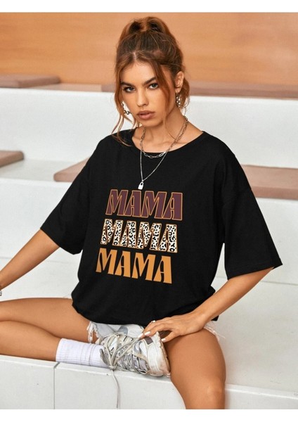Kadın / Kız Mama Siyah Baskılı Oversize T-Shirt Salas Boyfriend modelleri