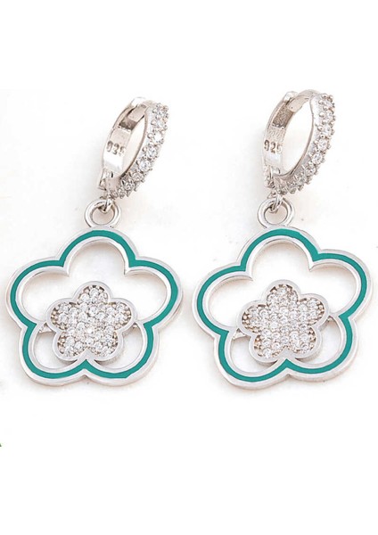 ​Gümüş Sallantılı Çiçek Desenli Kadın Küpe CSR2185269