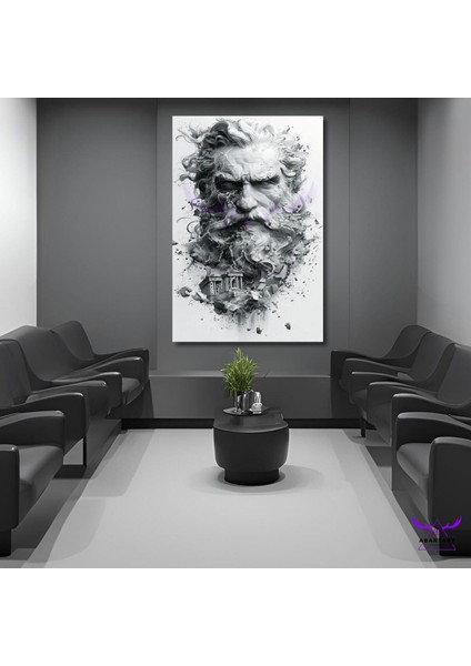 Tekli Dikey Kanvas Şık Salan ve Ofis Tablosu Mitolojik Heykel Figürü