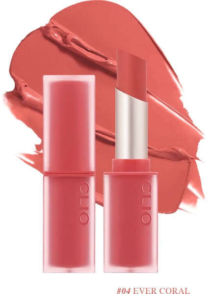 Yumuşak Dokulu, Hafif Mat Görünüm Sunan Ruj CLIO Chiffon Mood Lip (04 Ever Coral)
