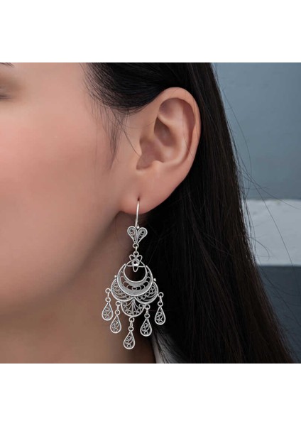 Gümüş Ayyıldız Telkari Sallantılı Kadın Küpe CSR2185331 fiyatları