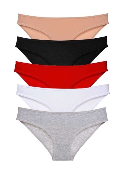 5 Adet Süper Eko Set Likralı Kadın Slip Külot Çok Renkli