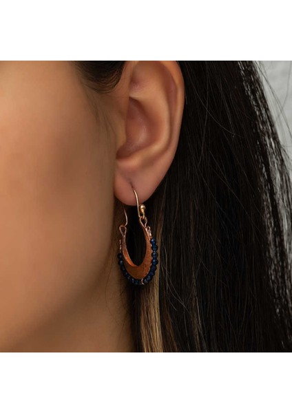 ​Gümüş Lacivert Taşlı Bohem Küpe CSR2182930 fiyatları