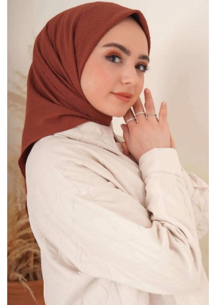 Kadın Tesettür Mio Caz Eşarp Hijab Kiremit