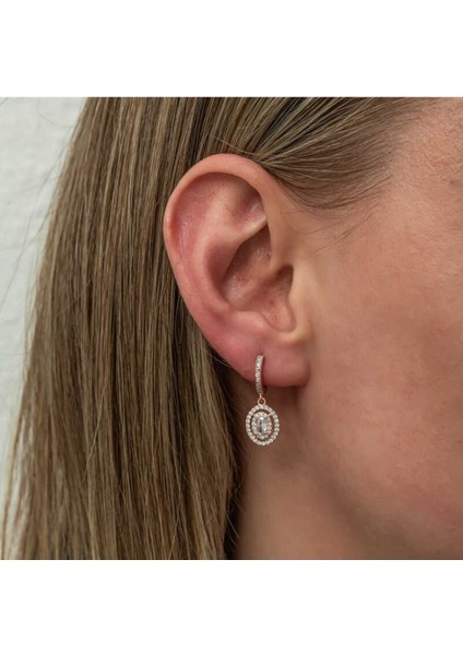 Gümüş Rose Oval Taşlı Sallantılı Küpe CSR2185706 fiyatları