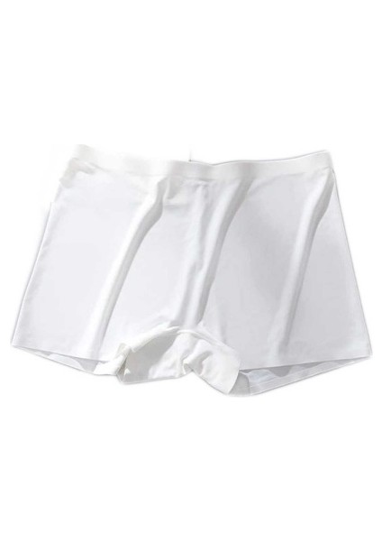 Kadın Dikişsiz Görünmez Iz Yapmaz Mini Şort Boxer Beyaz