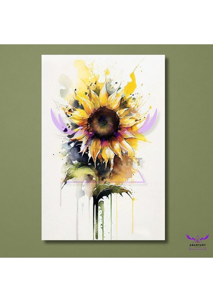 Tekli Dikey Kanvas Yağlı Boya Görünümlü Büyük Ayçiçek Tablosu fiyatları