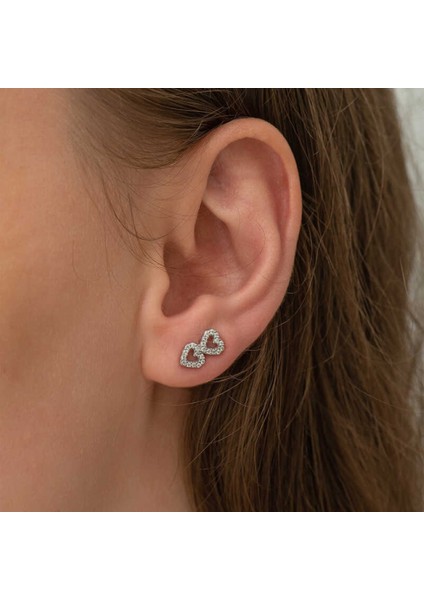 ​Gümüş Iki Kalp Çivili Kadın Küpe CSR2183017 fiyatları