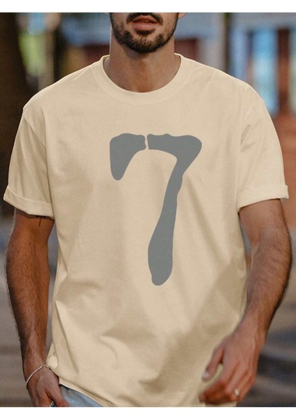 7 Rakam Baskılı Oversize Erkek T-Shirt Salaş Boyfirend