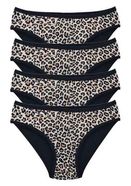 4 Adet Leopar Desenli Likralı Yumuşak Dokulu Kadın Slip Külot