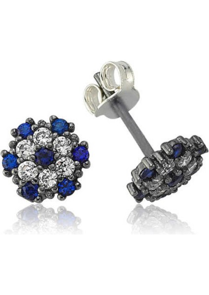 Gümüş Nazarlı Çiçek Çivili Küpe CSR2181885