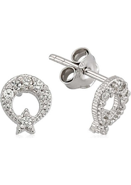 Gümüş Ay Yıldız Çivili Küpe CSR2181864