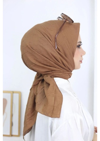 Kadın Tesettür Pratik Bambu Kraş Eşarp Camel