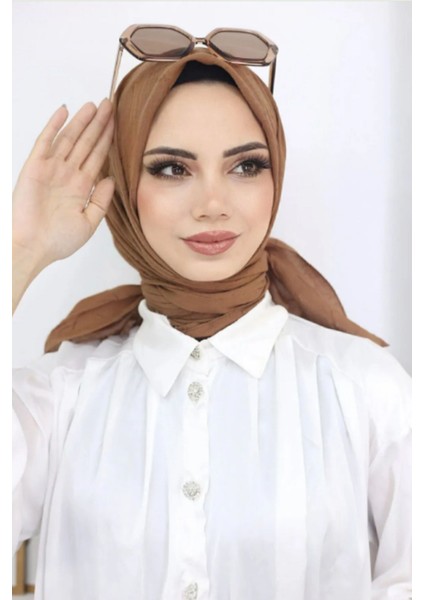 Kadın Tesettür Pratik Bambu Kraş Eşarp Camel