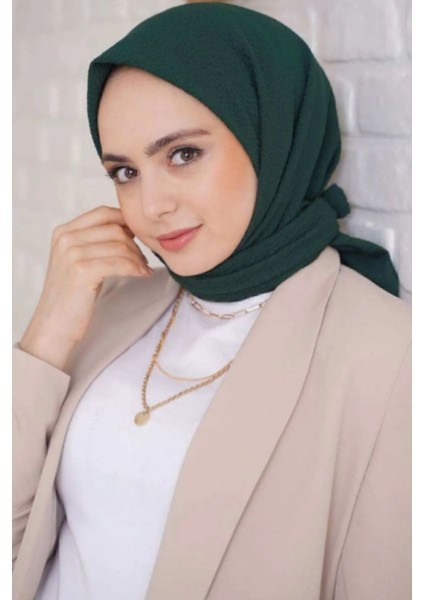 Kadın Tesettür Mio Caz Eşarp Hijab Zümrüt Yeşili