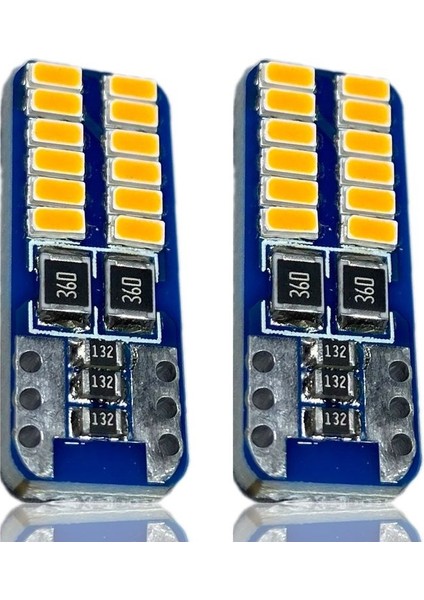T10 Dipsiz W5W Canbus 24 Ledli Turuncu Park Plaka Ampulü (5 Adet)
