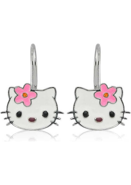 Gümüş Kedi Sallantılı Çocuk Küpe CSR2184453