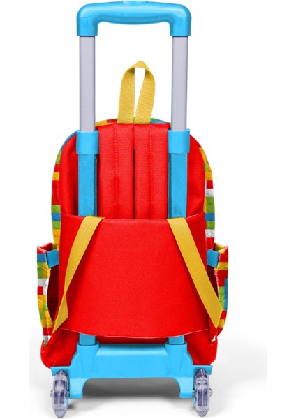 Kids Renkli Blok Desenli Üç Bölmeli Çekçekli Okul Sırt Çantası 23975 fiyatları