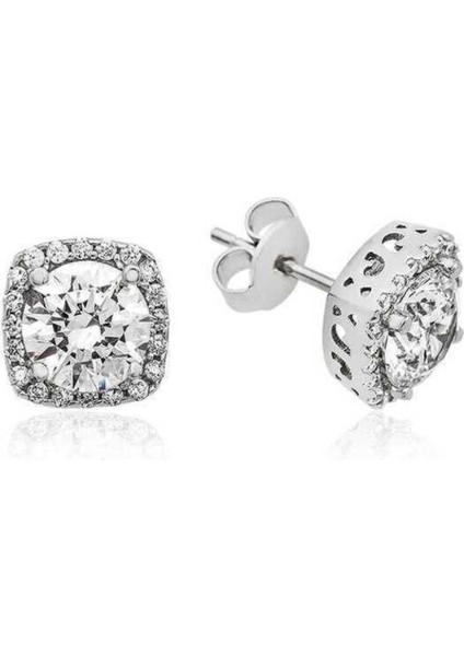 Gümüş Kare Montür Pırlanta Modeli Küpe CSR2183090