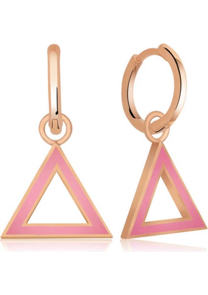 Gümüş Fosforlu Pembe Üçgen Küpe CSR2183036