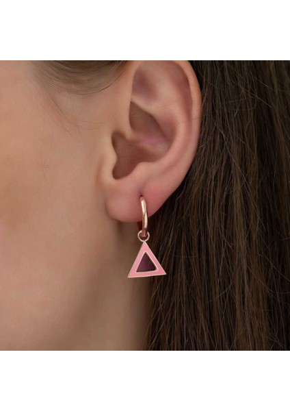 Gümüş Fosforlu Pembe Üçgen Küpe CSR2183036 fiyatları