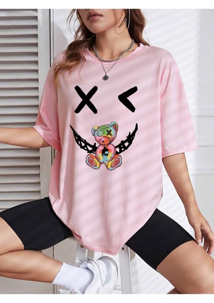 Ayıcık x Baskılı Kadın / Kız Oversize Salas T-Shirt Boyfriend fiyatları