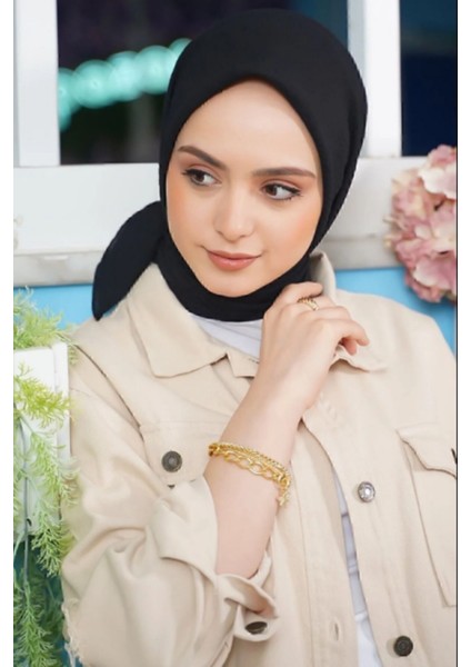Kadın Tesettür Mio Caz Eşarp Hijab Siyah