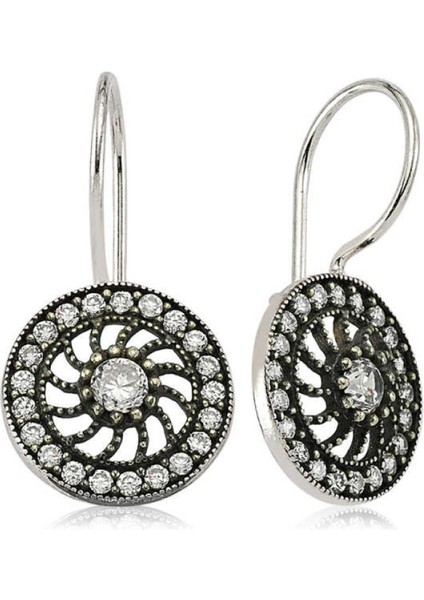 Gümüş Taşlı Sallantılı Çiçek Küpe CSR2181868