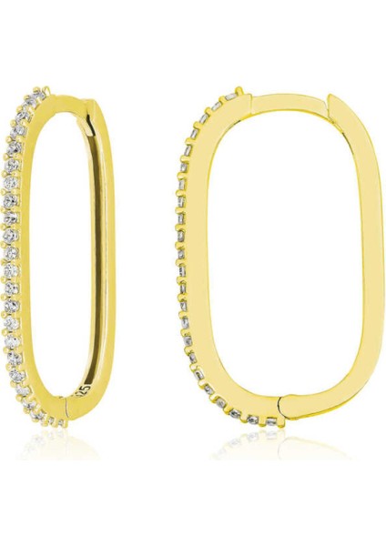 Gümüş Zirkon Taşlı Halka Kadın Küpe CSR2184151