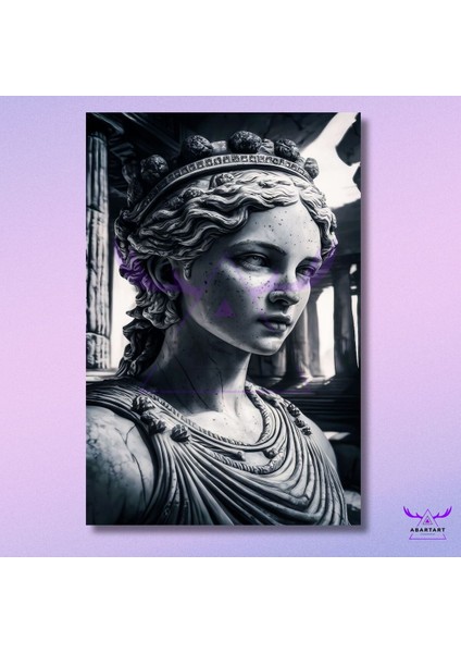 Tekli Dikey Kanvas Modern Salon Tablosu Antik Kadın Heykeli