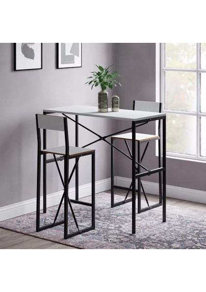 Gzl Bar Masa Bar Sandalye Yemek Masa Sandalye Takımı Beyaz 1580