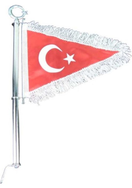 Bisiklet Flama Bayrak Hilalli Beyaz Püsküllü (45CM)