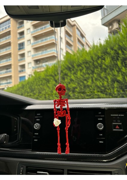 Kırmızı Gül Iskelet Gun's N Roses Oto Araba Dikiz Ayna Süsü