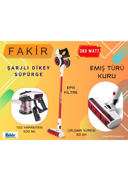 380W Bldc Uzun Ömürlü, Yüksek Devirli Motoru Ile Dikey Şarjlı Kablosuz Süpürge