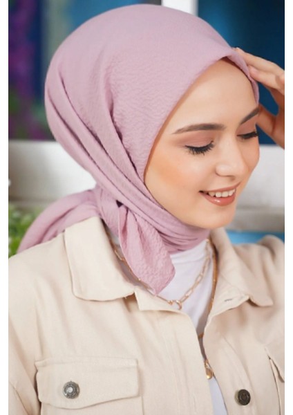 Kadın Tesettür Mio Caz Eşarp Hijab Pudra
