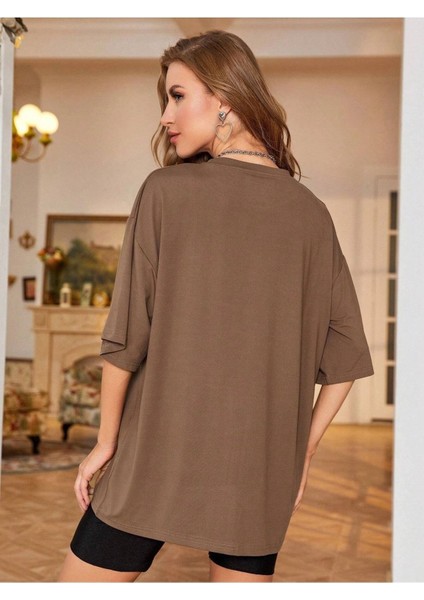 Düz Basic Kadın / Kız Oversize Salas T-Shirt Boyfriend