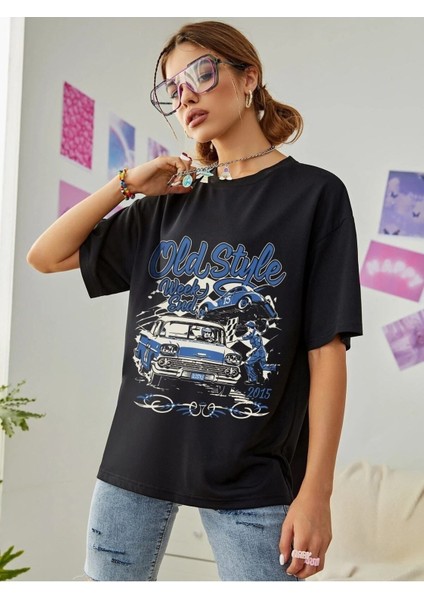 Kadın / Kız Siyah Old Style Oversize T-Shirt