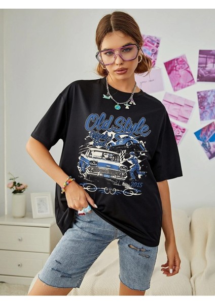 Kadın / Kız Siyah Old Style Oversize T-Shirt