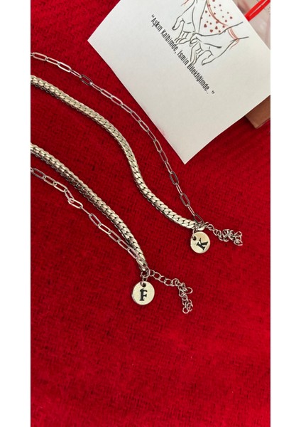 Çelik Bileklik Kişiye Özel Aşk Sevgili Çiftlere Özel Harfli Kararmaz Gerçek İthal Çelik Bileklik