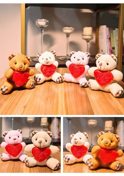 Kalpli Love Yazılı 4 Adet Mini Lüx Ayıcık Sevgiliye Hediye 11 cm x 9 cm Kalpli Love Yazılı Ayıcık sevgiliye Özel Hediye fiyatları