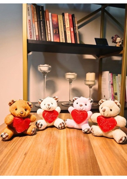 Kalpli Love Yazılı 4 Adet Mini Lüx Ayıcık Sevgiliye Hediye 11 cm x 9 cm Kalpli Love Yazılı Ayıcık sevgiliye Özel Hediye fırsatları