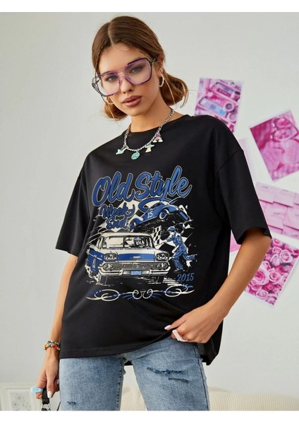 Kadın / Kız Siyah Old Style Oversize T-Shirt