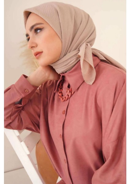 Kadın Tesettür Mio Caz Eşarp Hijab Sütlü Kahve