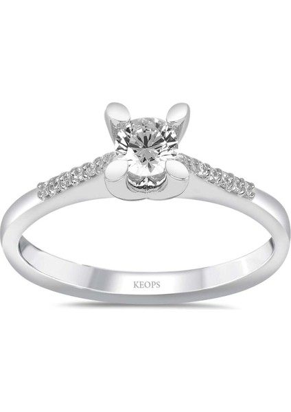 E Renk Toplam 0.37 Karat Pırlanta Kolu Taşlı Tektaş Yüzük